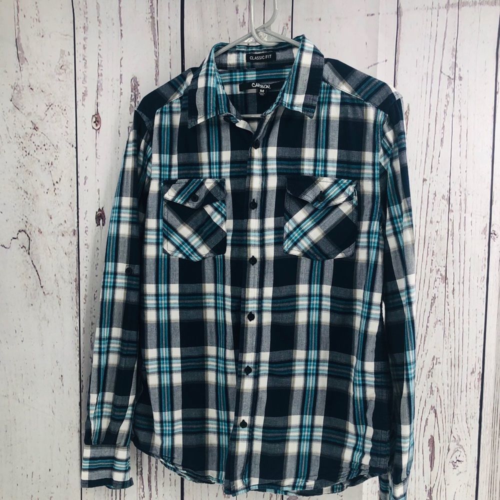 Young Men’s long sleeve button-down shirt blue